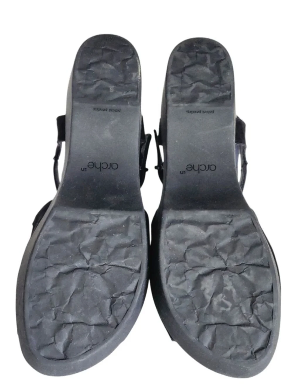 ARCHE Kimloo Platform Sandals Black Nubuck Leather Slingback Size 39 8